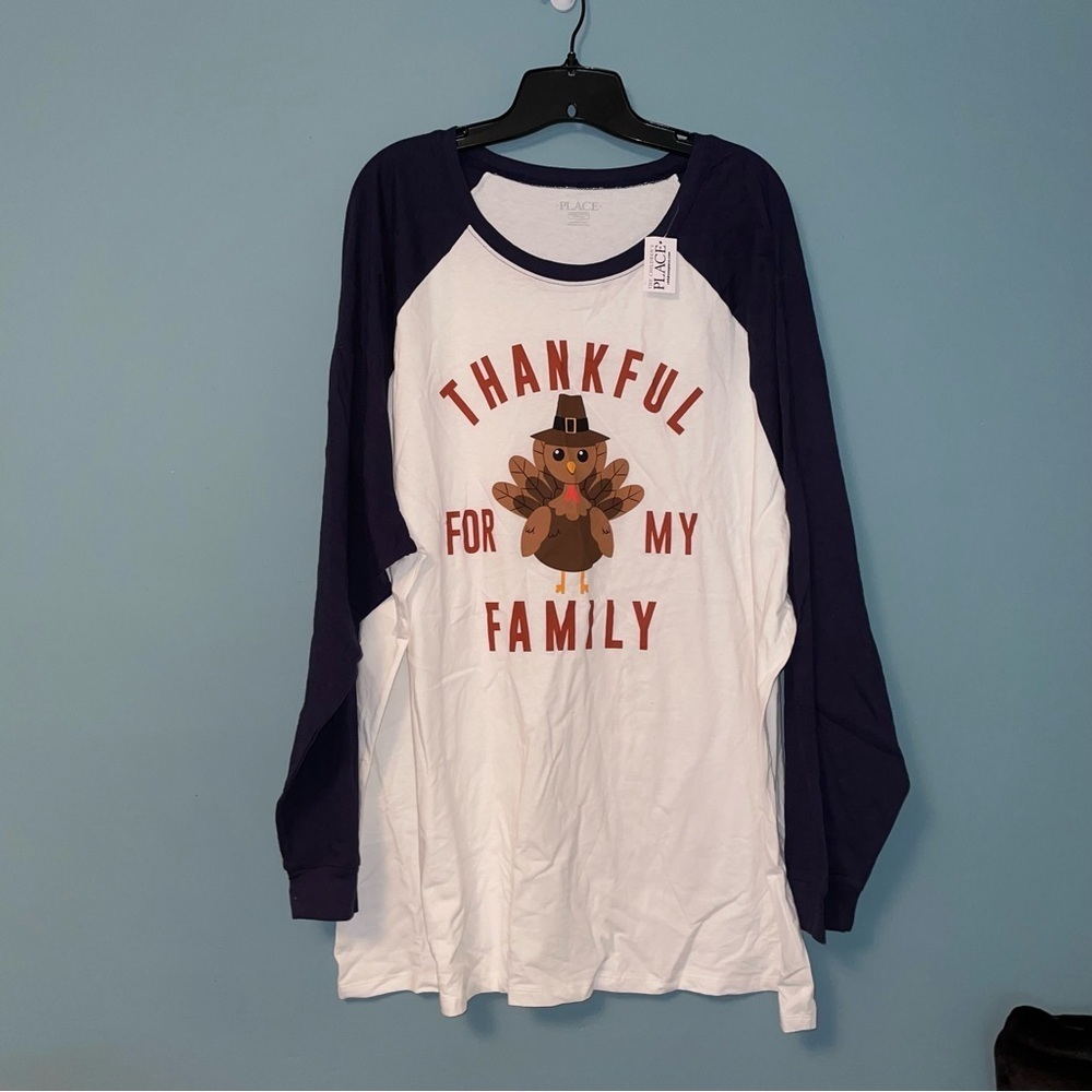 The Place Unisex Adult Thanksgiving Raglan Long Sleeve Tee Size XXXL